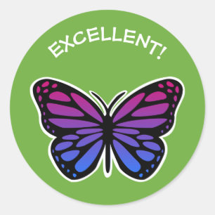 Sticker Rond Excellent papillon enseignants louange verte