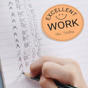 Sticker Rond Excellent travail   Enseignants personnalisés