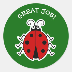 Sticker Rond Excellent travail ladybug enseignants vert