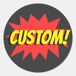 Sticker Rond Exclamation faite sur commande de super héros
