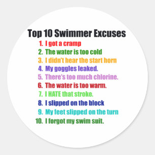 Sticker Rond Excuses de nageurs de Top Ten