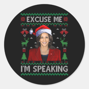 Sticker Rond Excusez-moi Je parle mal Noël Kamala Harri