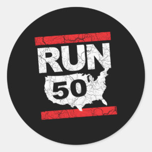 Sticker Rond Exécuter 262 50 Etats Ultra Marathon Runner Inspir