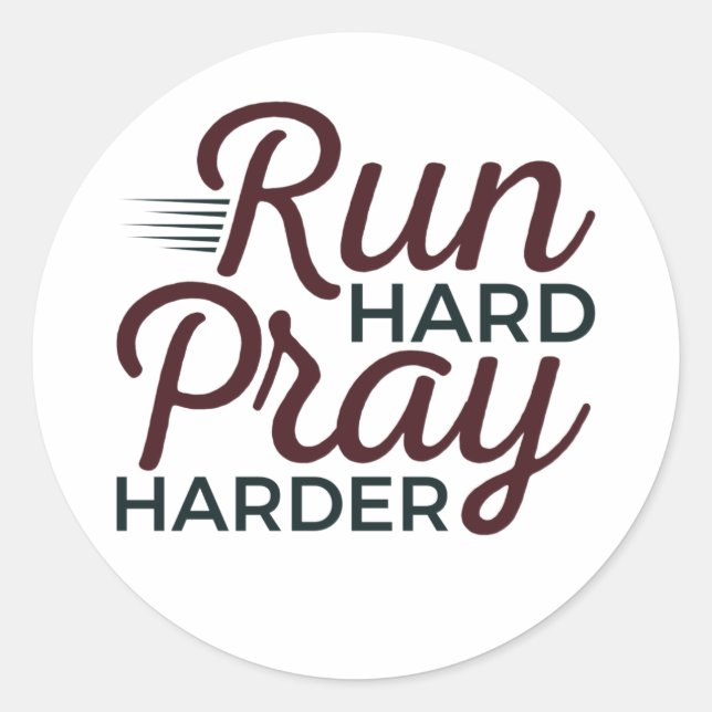 Sticker Rond Exécuter hard Pray Harder Runner Christian (Devant)