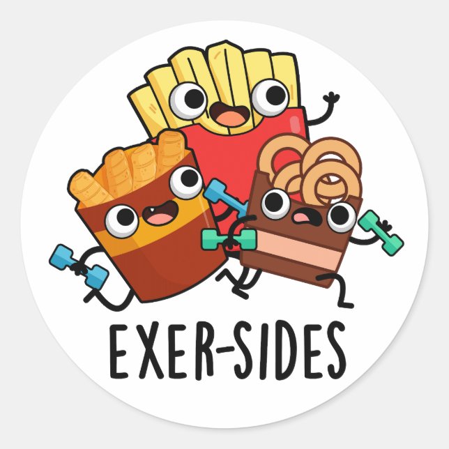 Sticker Rond Exer-side Funny Exercice Pun (Devant)