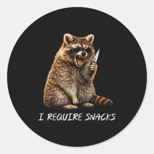 Sticker Rond Exiger des collations raton laveur drôle animal mè