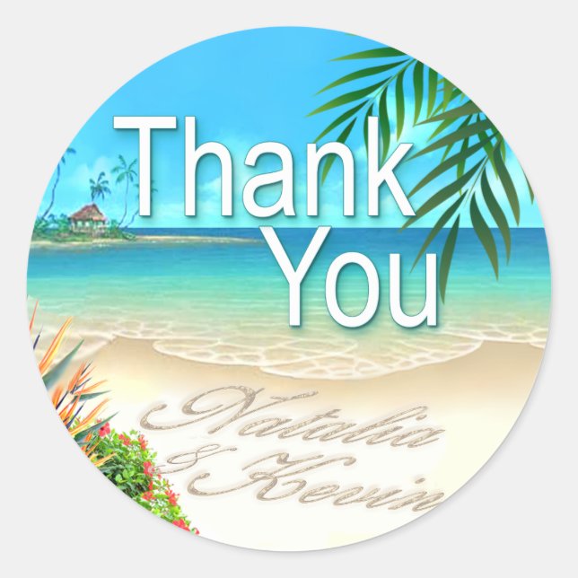 Sticker Rond Exotic Beach (demandez-moi de mettre vos noms dans (Devant)