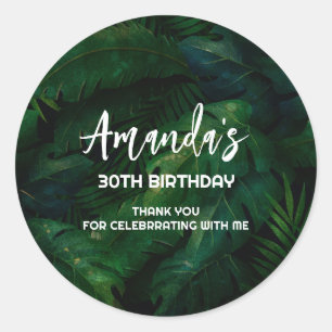 Sticker Rond Exotic Dark Green Tropical Feuille Merci