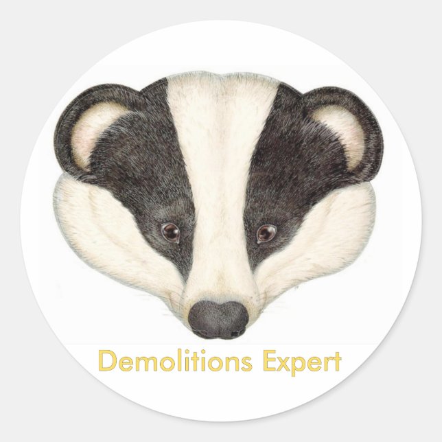Sticker Rond Expert en démolition de Badger (Devant)