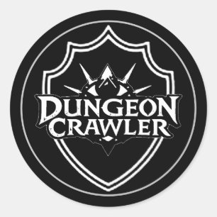 Sticker Rond Explorateur de Donjon Noir et Blanc