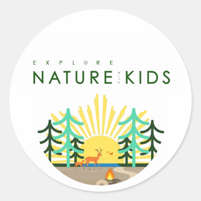Sticker Rond Explore Nature avec le logo de Kids (Devant)