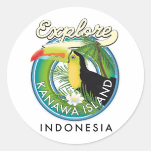 Sticker Rond explorer l'île de Kanawa en Indonésie impression p