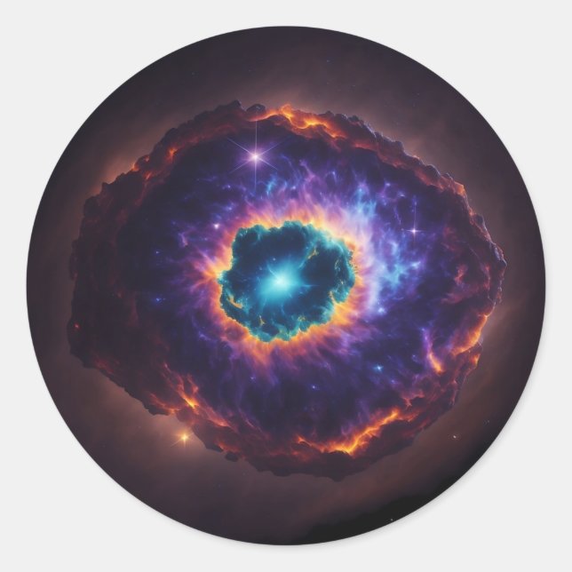 Sticker Rond Explosion de Supernova dans le ciel étoilé (Devant)