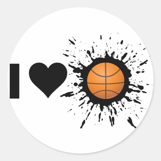 Sticker Rond Explosive I Love Basketball (Devant)