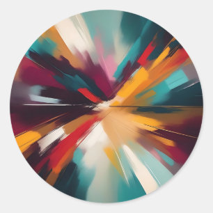 Sticker Rond Expressive Colorée Brush Stroke