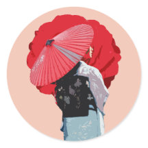 Expressivo Vermelho Kimono Japonês Arte Digital