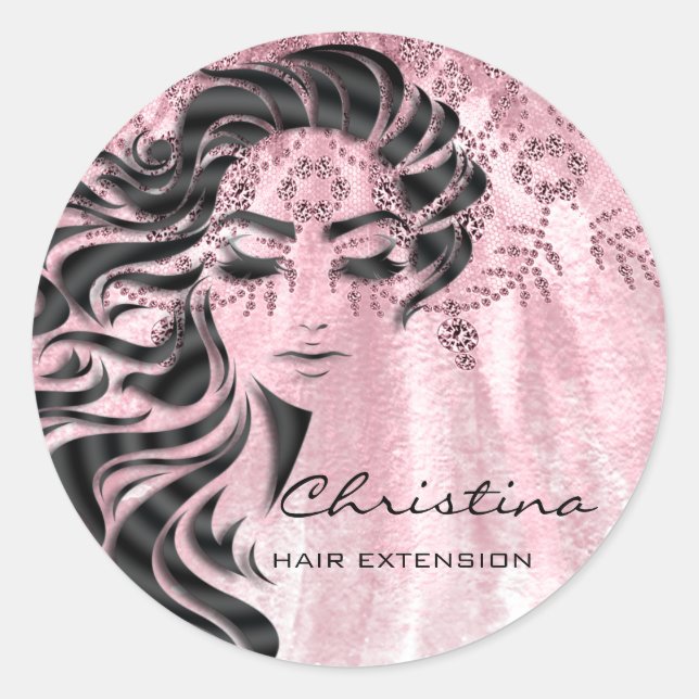 Sticker Rond Extension cheveux Maquillage Rose Eyelash (Devant)