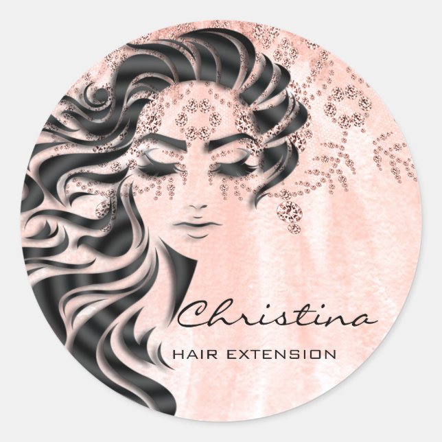 Sticker Rond Extension de cheveux Maquillage coiffeur Eyelash D (Devant)