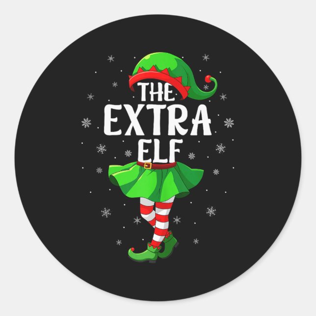 Sticker Rond Extra Elf Christmas Girls Women Elf Squad Xmas Fam (Devant)