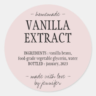 Sticker Rond Extrait de Vanille fait maison à boire Flacon Beig