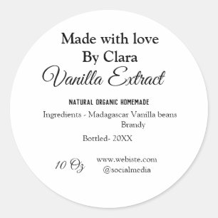 Sticker Rond Extrait de vanille fait maison ajouter les ingrédi