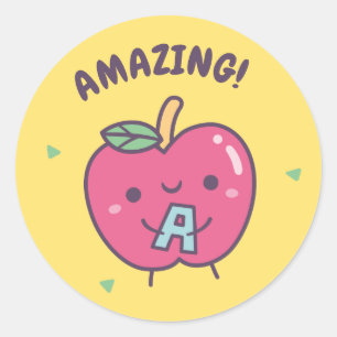 Sticker Rond Extraordinaire Rouge pomme positive de récompense