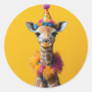 Sticker Rond Extravaganza Giraffe