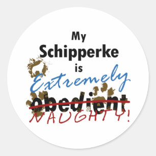 Sticker Rond Extrêmement Naughty Schipperke