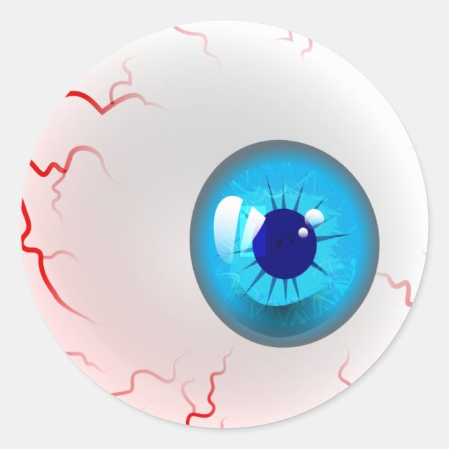 Sticker Rond Eyeball d'horreur bleue (Devant)