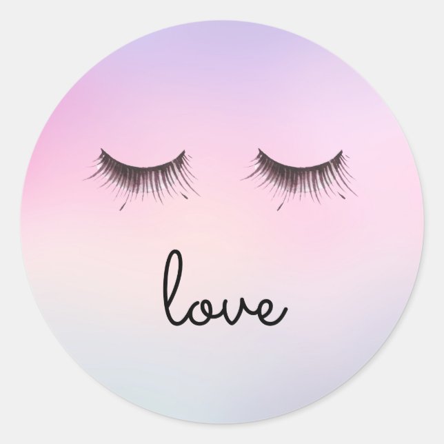 Sticker Rond Eyelashes amour Purple Pink Tie teinture (Devant)