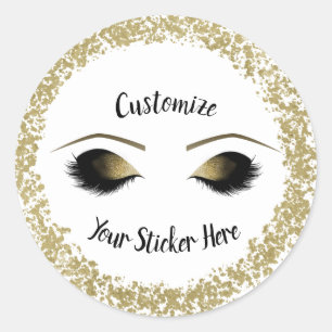 Sticker Rond Eyelashes de maquillage en or moderne