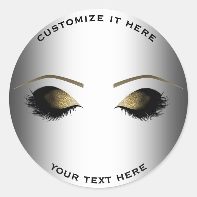 Sticker Rond Eyelashes de maquillage or Glam Silver Personnalis (Devant)