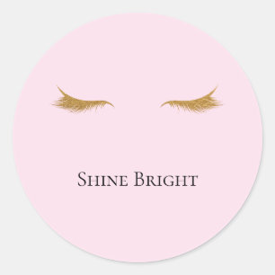 Sticker Rond Eyelashes de Parties scintillant de Glam en or ros