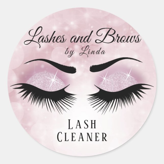 Sticker Rond Eyelashes Extension Cleaner Design - Joli rose (Devant)