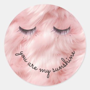 Sticker Rond Eyelashes Faux Fur Rose