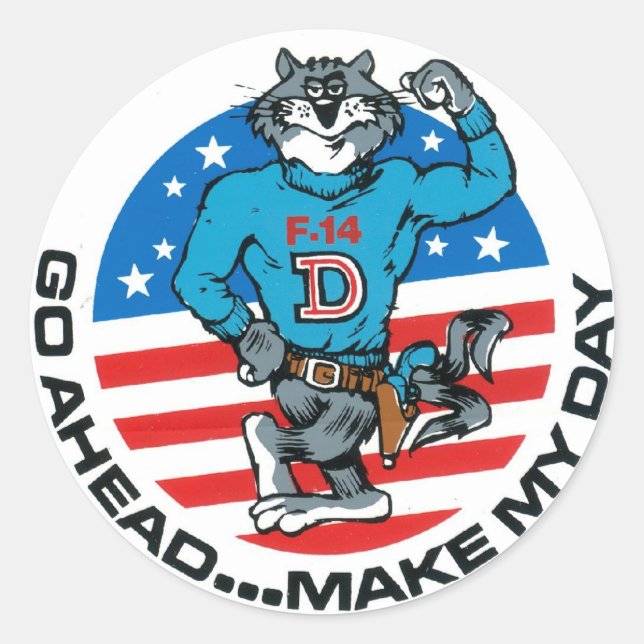 Sticker Rond F-14 Faire ma journée (Devant)