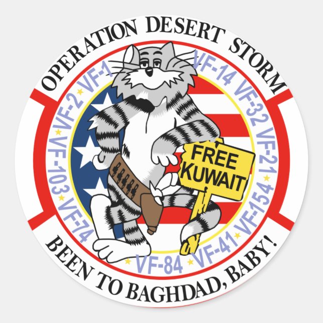 Sticker Rond F-14 Tomcat Opération Tempête du désert (Devant)