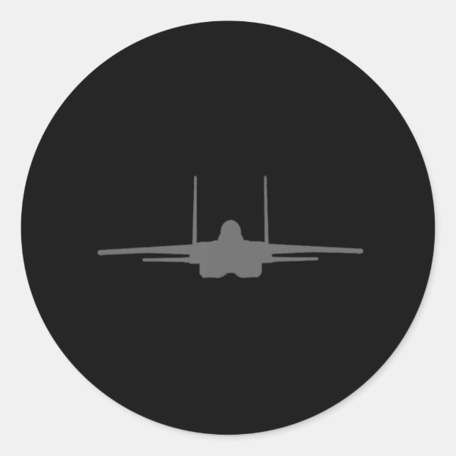 Sticker Rond F-15 Eagle Fighter Jet Aircraft Silhouette and Tri (Devant)
