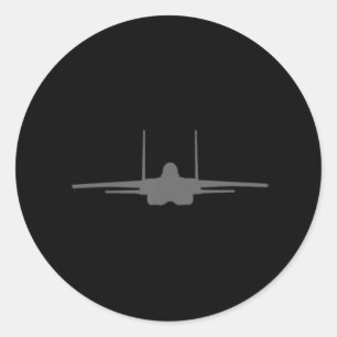 Sticker Rond F-15 Eagle Fighter Jet Aircraft Silhouette and Tri