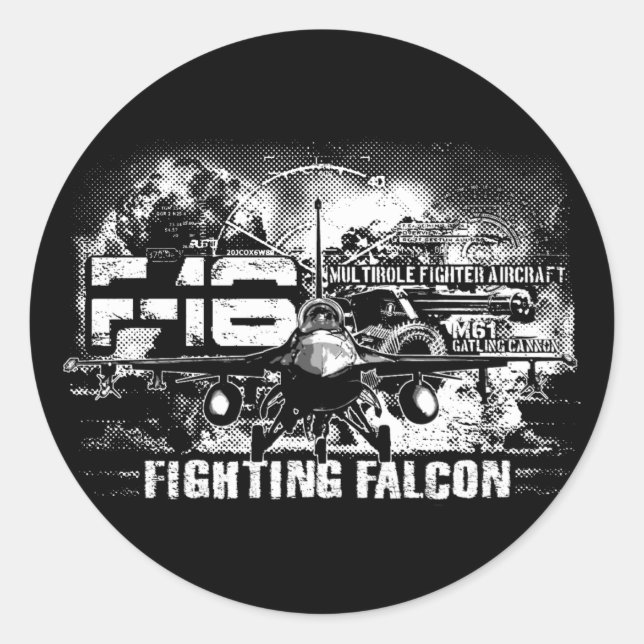 Sticker Rond F-16 Fighting Falcon (Devant)
