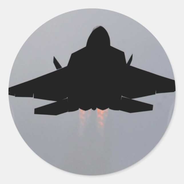 Sticker Rond f-22 chasseur furtif (Devant)
