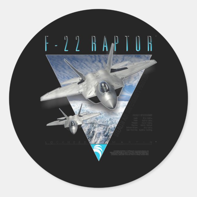 Sticker Rond F-22 Raptor Stealth Air Superiority Fighter (Devant)