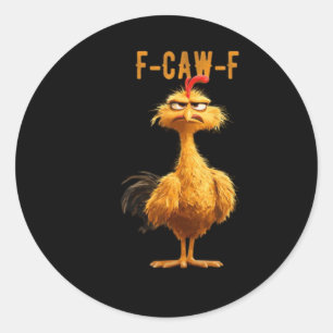 Sticker Rond F-Caw-F Chicken Classique Style Rétro