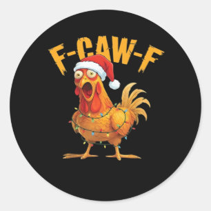 Sticker Rond F-Caw-F Poulet de Noël Essentiel