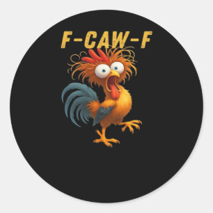 Sticker Rond F-Caw-F-Poulet Essentiel Rétro Classique