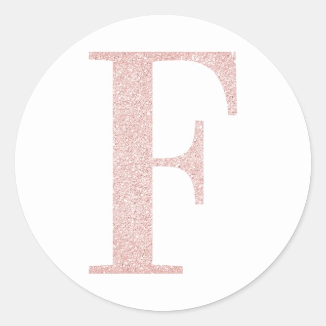 Sticker Rond F girly pailleté or rose pâle (Devant)