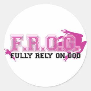 Sticker Rond F.R.O.G. - Pleinement dépendre de Dieu (rose)