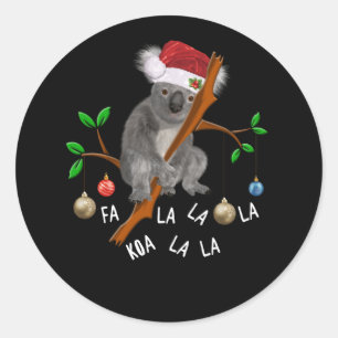 Sticker Rond Fa la Koala Cute Koala Ours à Noël