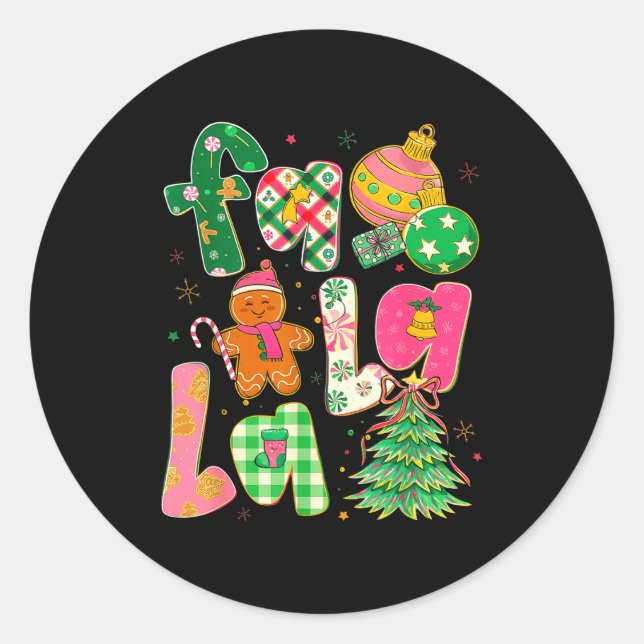 Sticker Rond Fa La La Coquette Christmas Gingerbread Tree  (Devant)