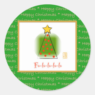Sticker Rond Fa-la-la-la-Mod Noël Arbre de Noël